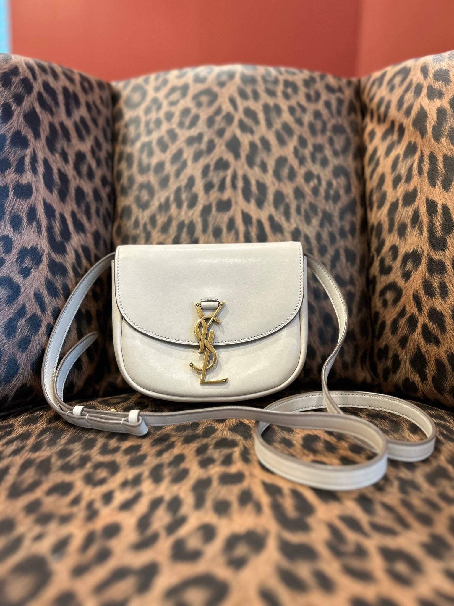 Saint Laurent YSL Beige Leather Kaia Satchel Bag 