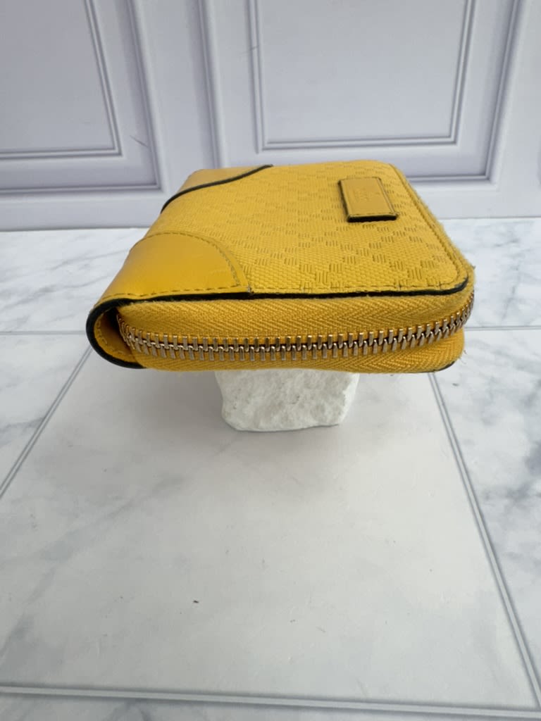 Gucci Yellow Diamante Leather Compact Zippy Wallet