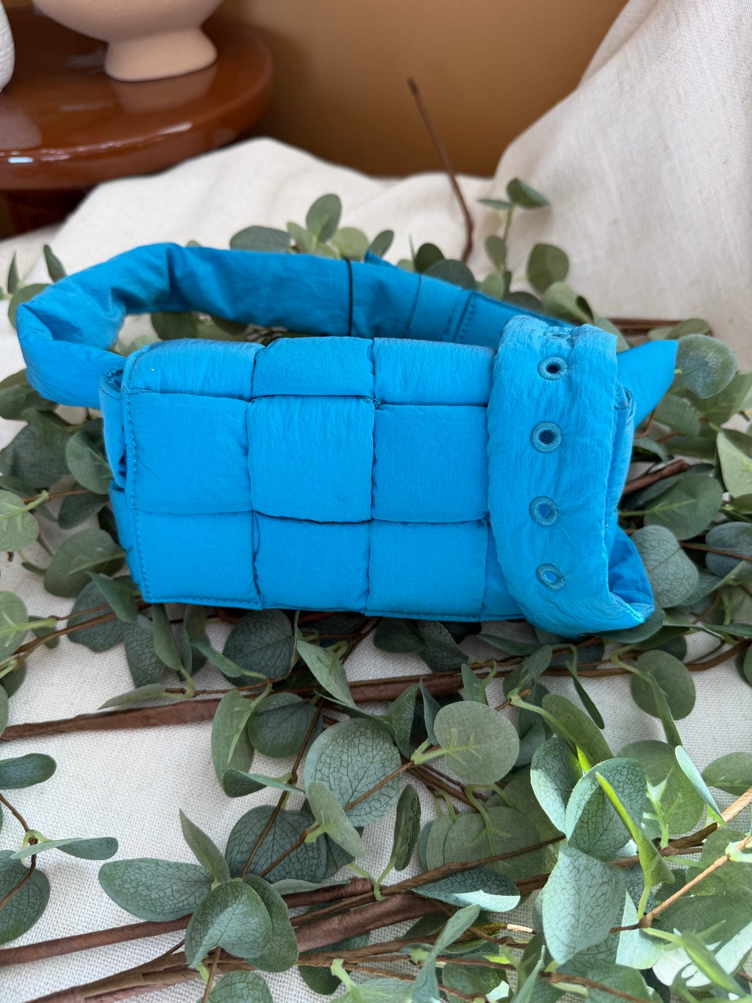 Bottega Veneta Blue Padded Tech Cassette Belt Bag 