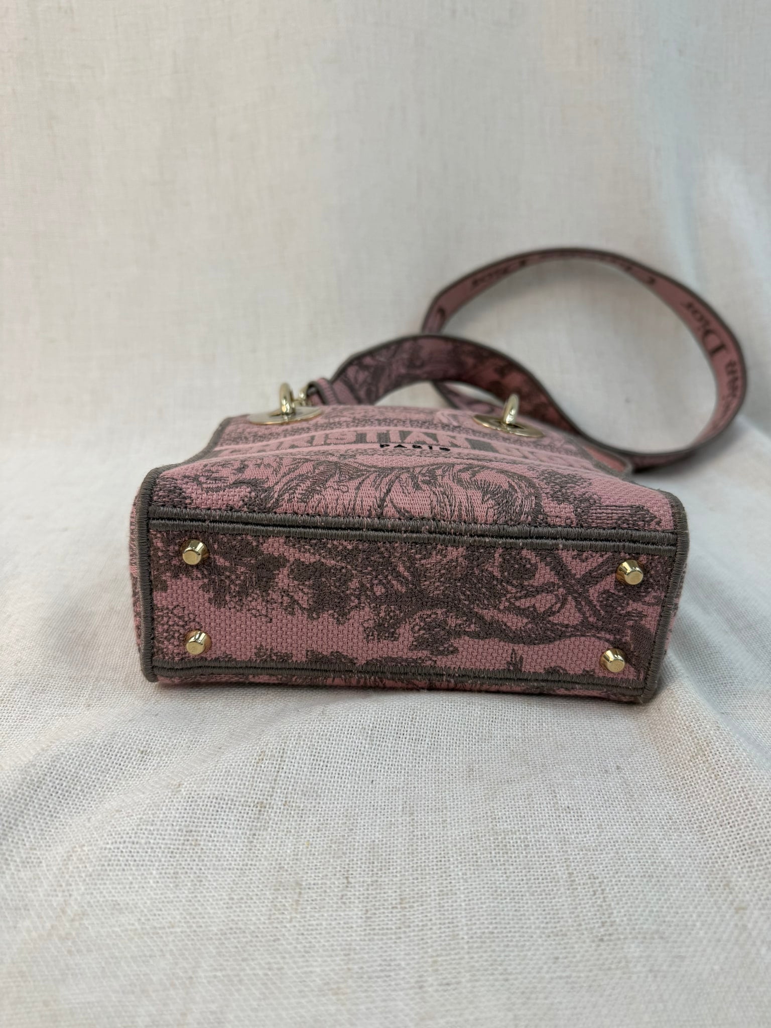 Christian Dior Pink Canvas Mini Lady Dior Tote Bag