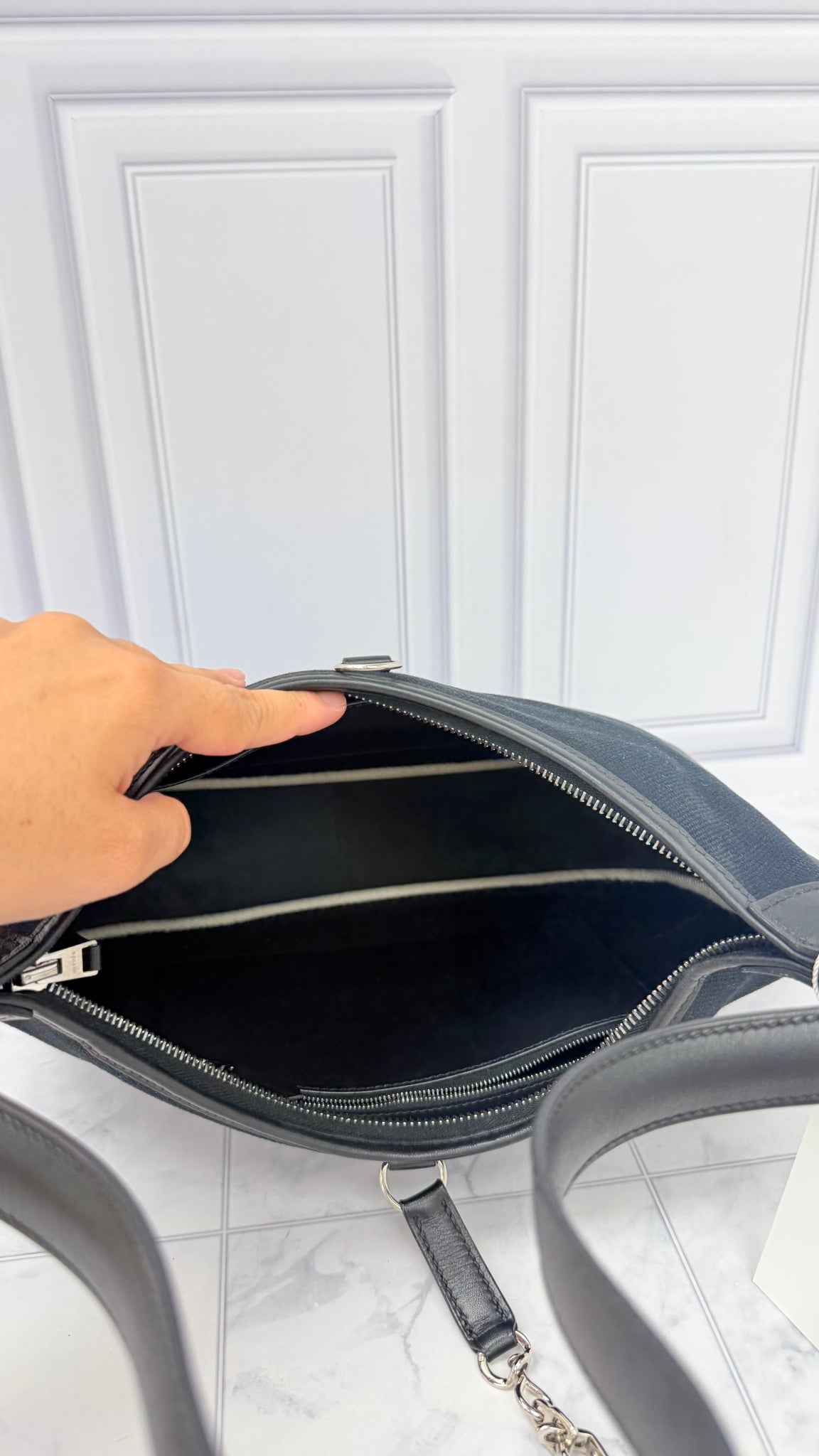 Hermes Black Canvas Trim II 31 Shoulder Bag 
