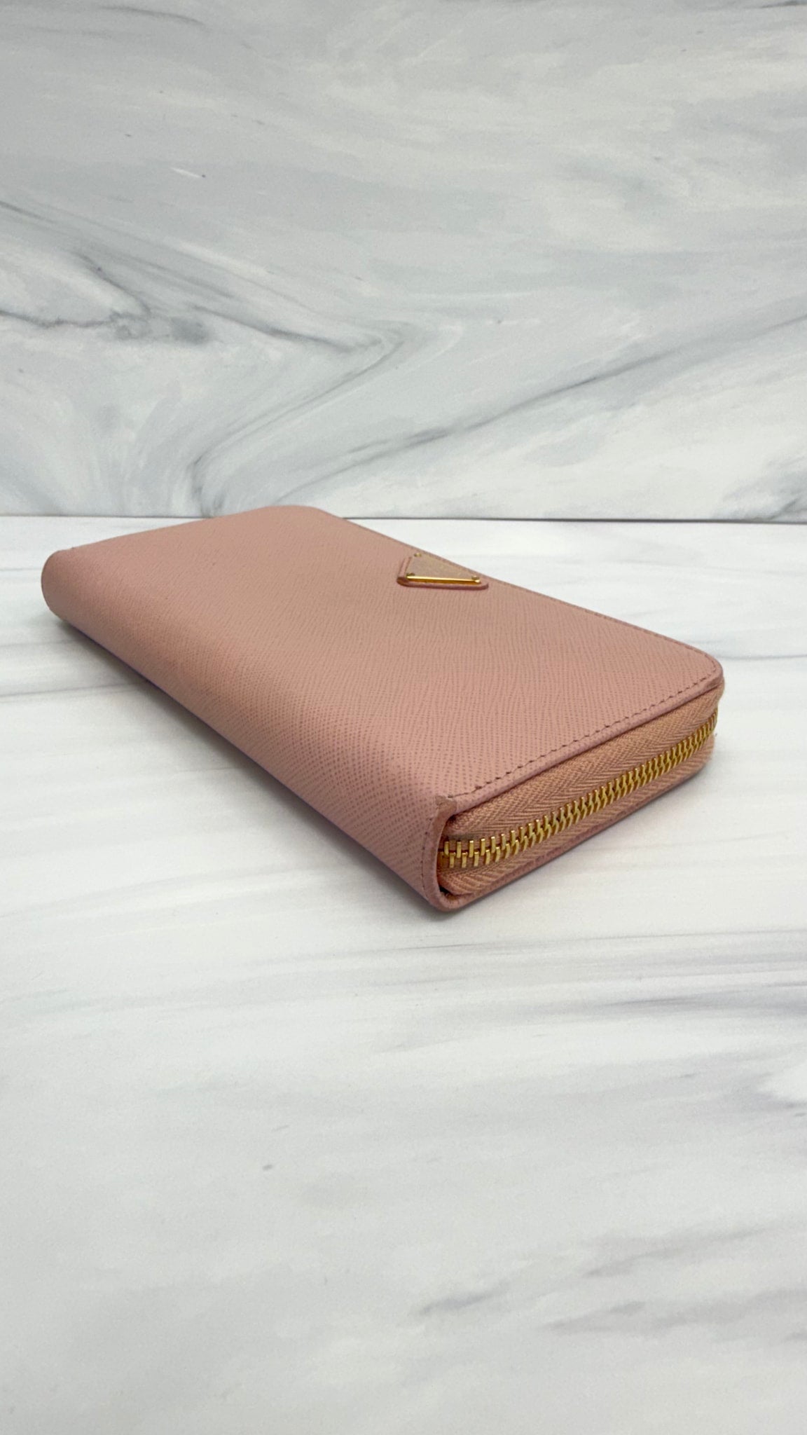 Prada Pink Saffiano Leather Long Zippy Wallet