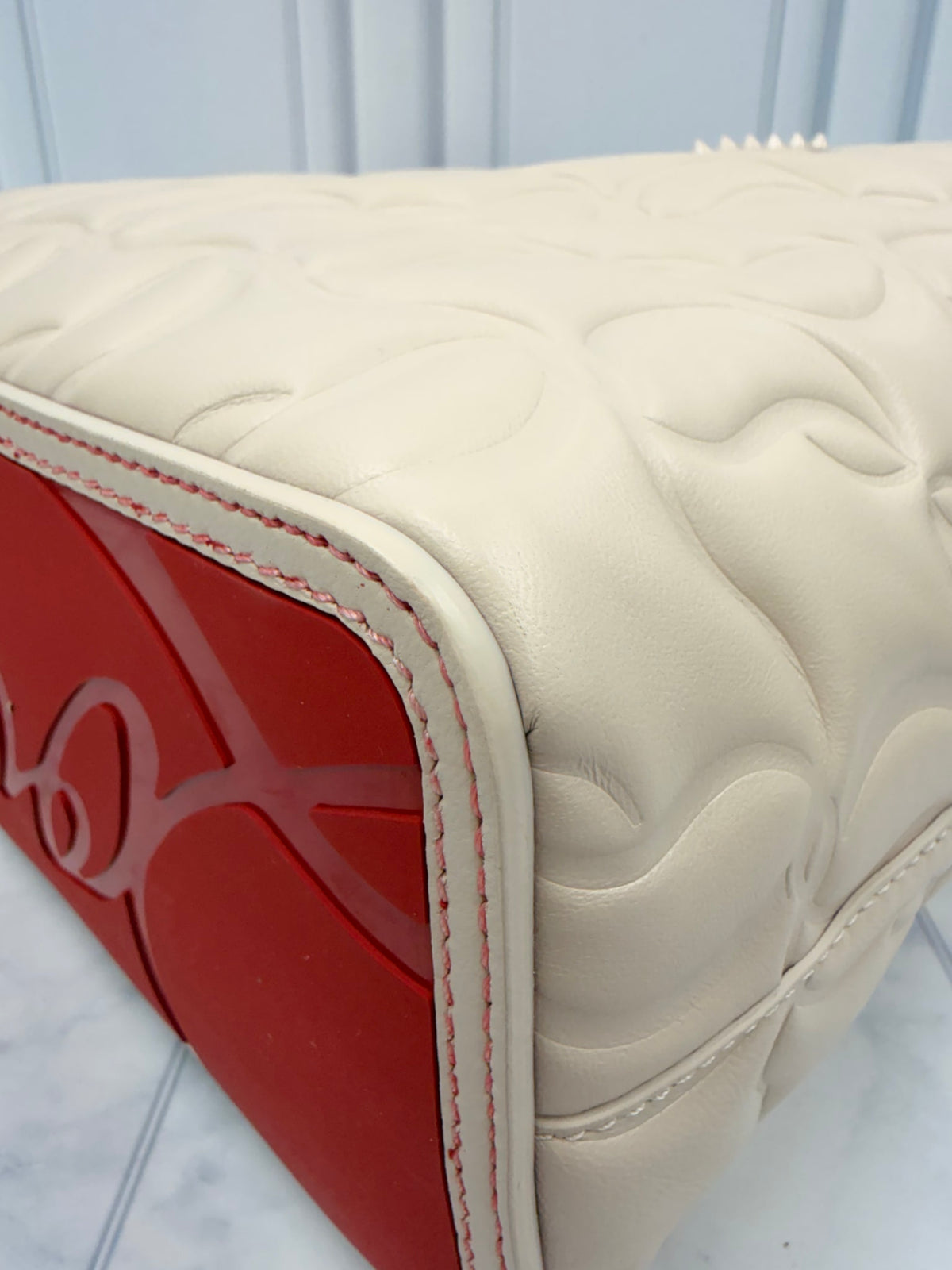LIKE NEW - Christian Louboutin Beige Nappa Embossed Cabata Tote W/ Matching Pouch 