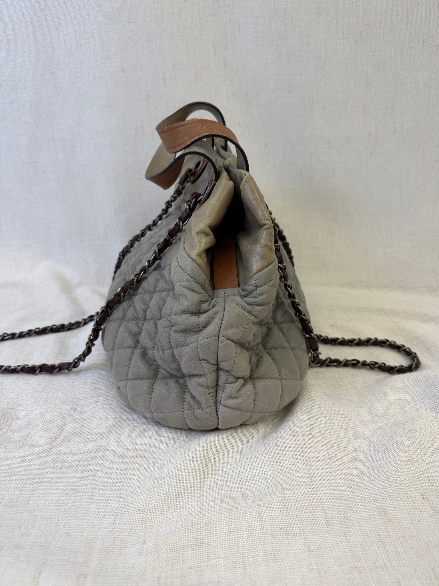 Chanel Gray Iridescent Calf Skin In The Mix Bag