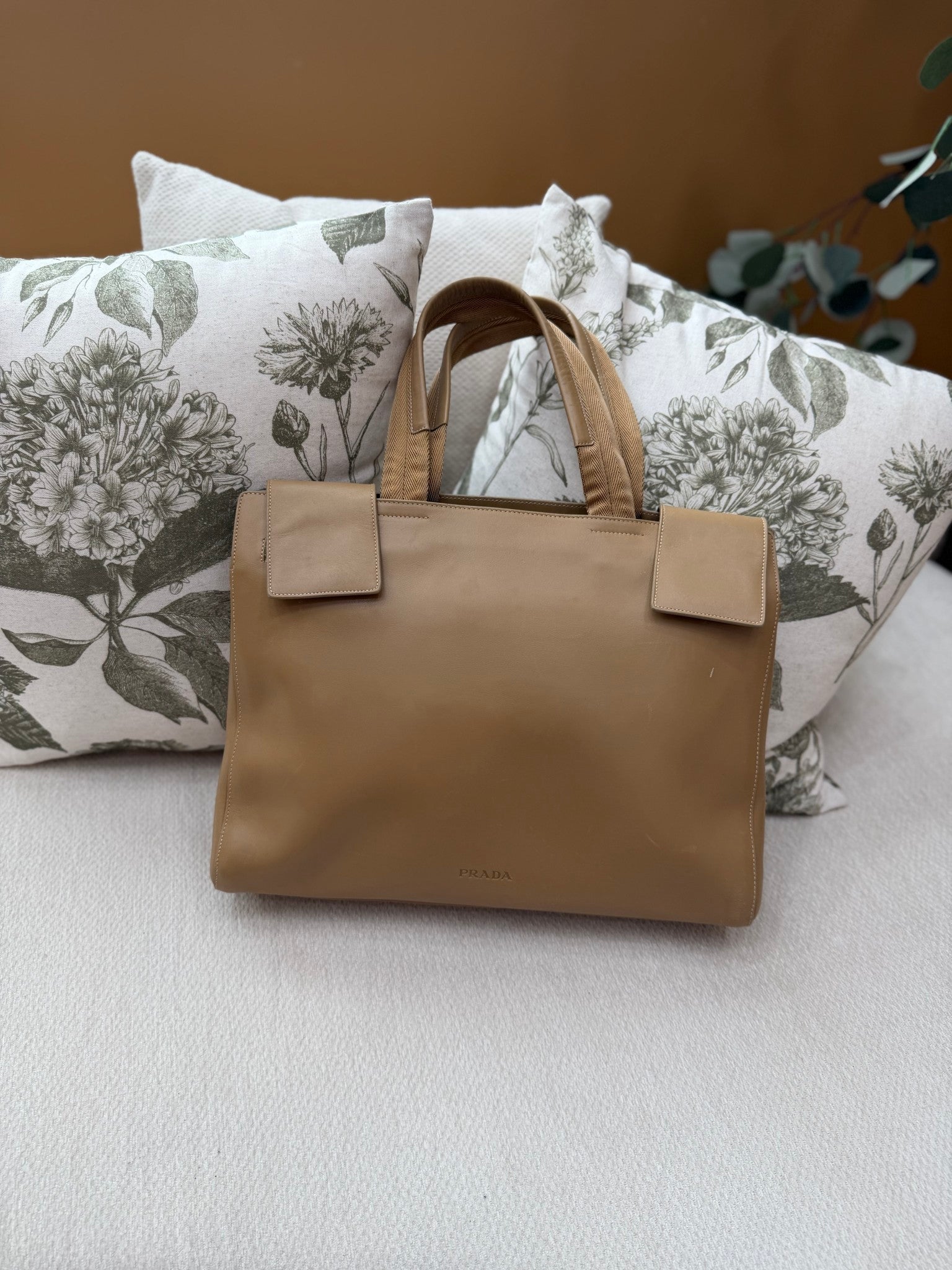 Prada Tan Leather Tote Bag