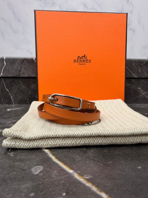 Hermes Brown Leather Hapi Long Bracelet