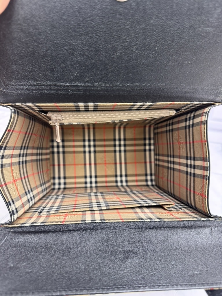 Burberry Black Leather Box Handbag