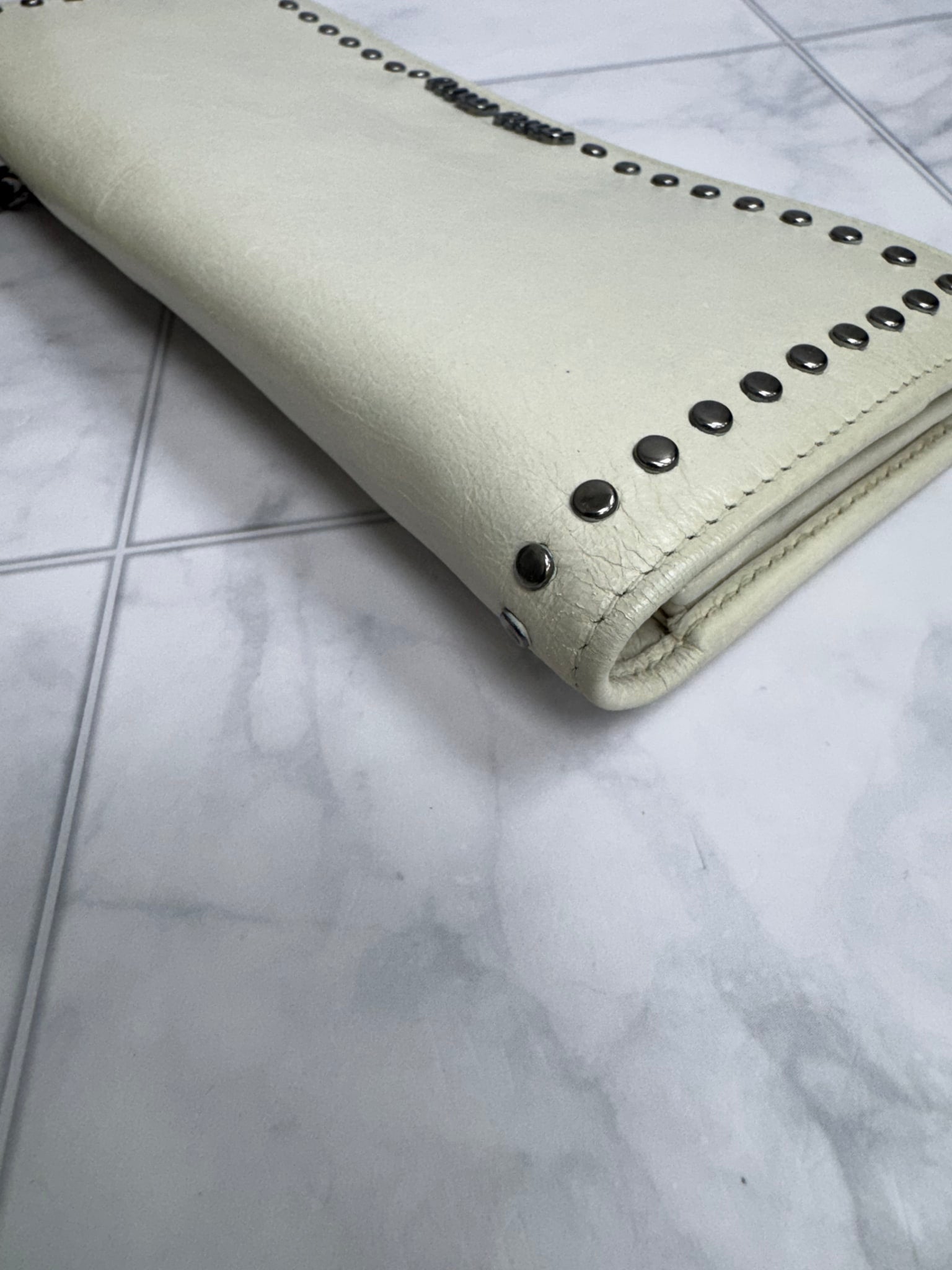 Miu Miu Off White Leather Studded Long Wallet