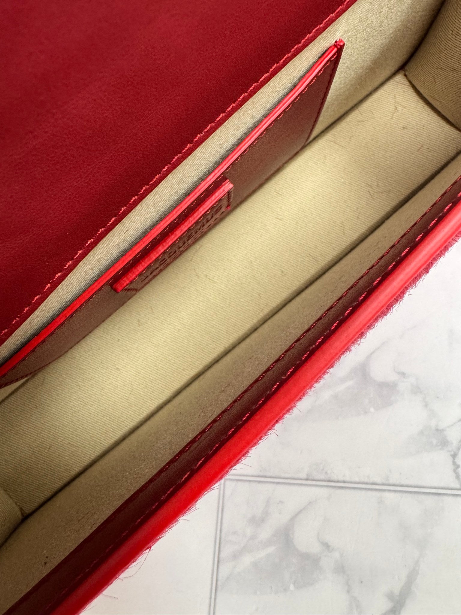 BRAND NEW Jacquemus Red Pony Hair Le Bambino Long Bag