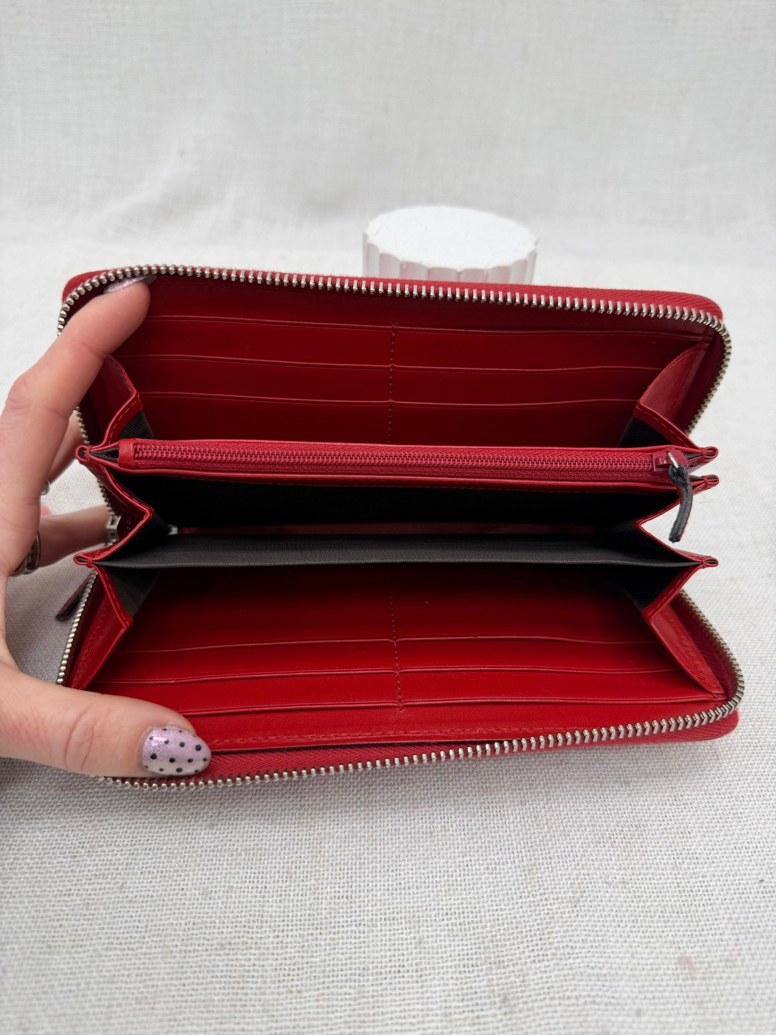 Gucci Red Diamante Leather Zippy Wallet