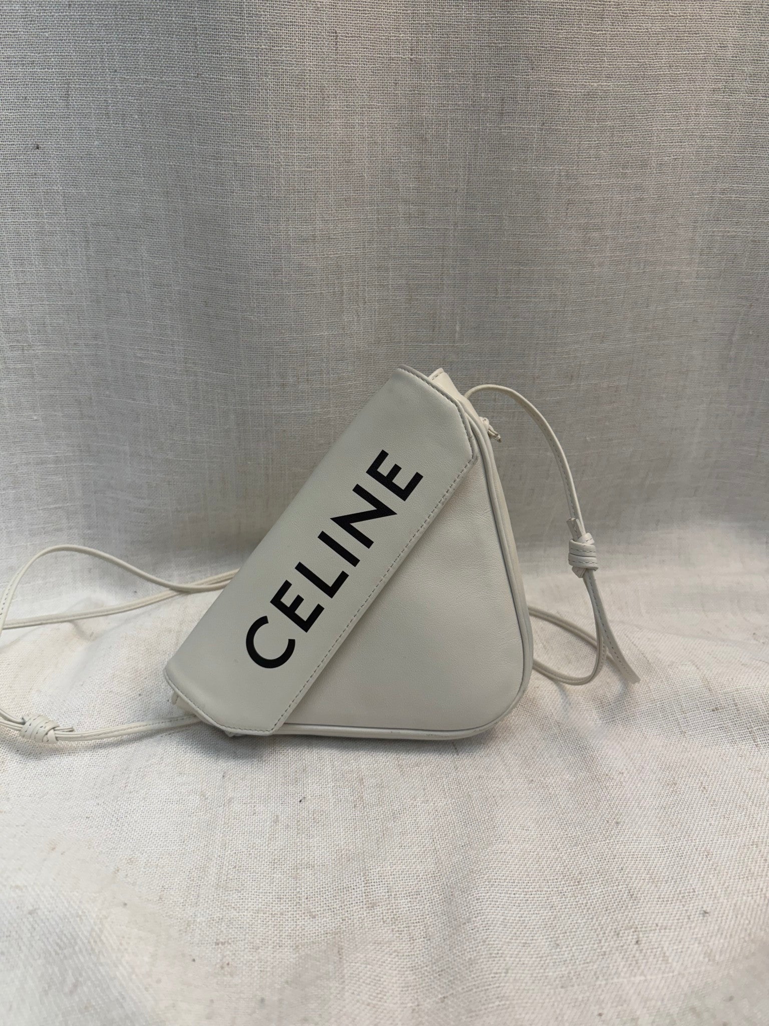 Celine White Leather Triangle Bag