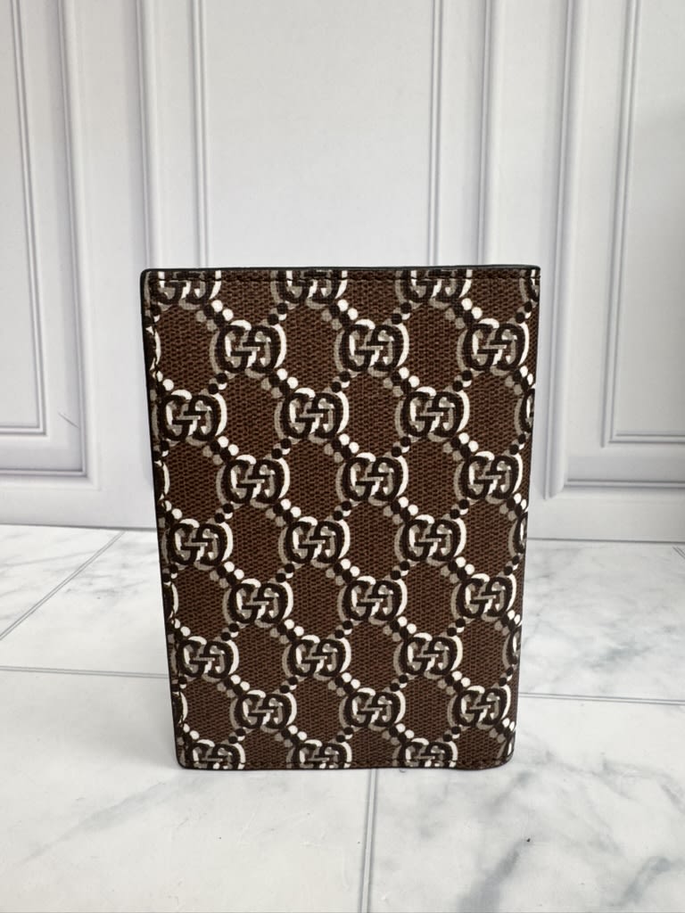 LIKE NEW - Gucci Brown GG Shadow Coated Canvas Passport Holder