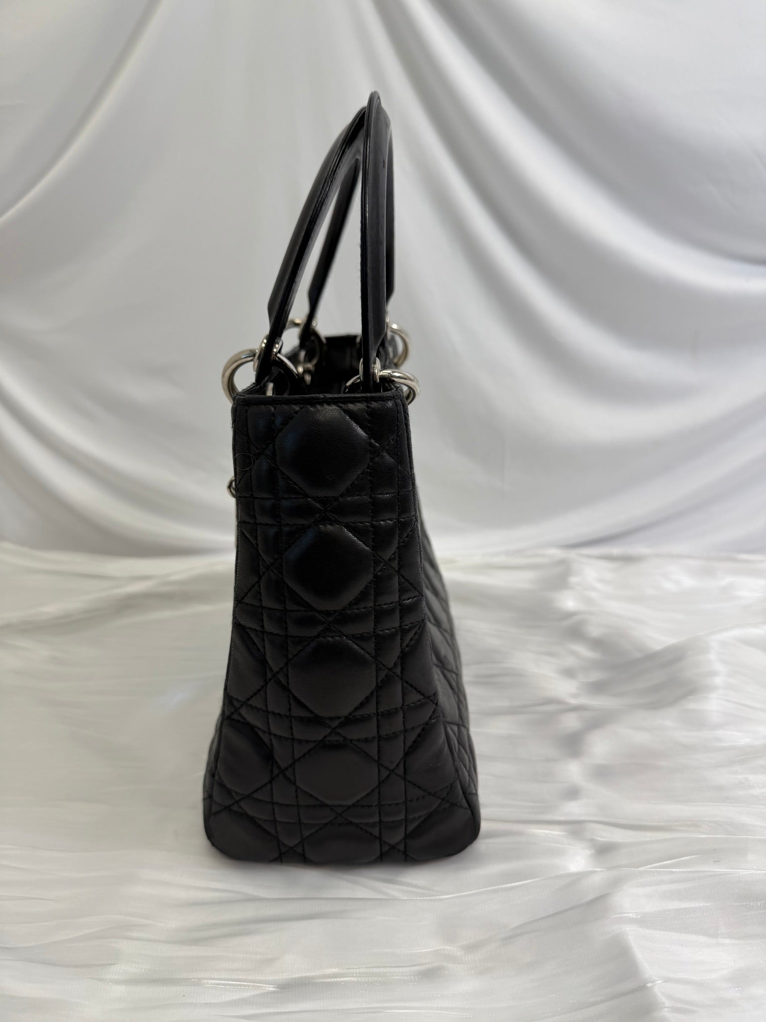 Christian Dior Black Cannage Leather Medium Lady Dior