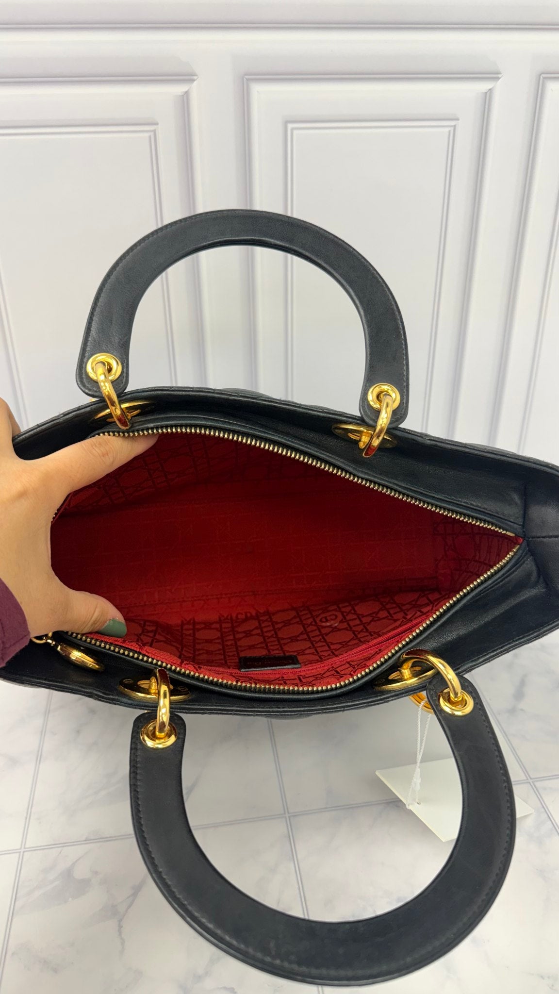 Christian Dior Black Quilted Lambskin Lady Dior Handbag