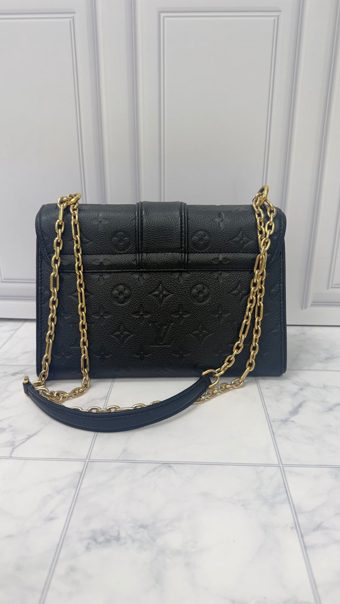 Louis Vuitton Monogram Black Empreinte Leather Saint Sulpice PM Shoulder Bag 