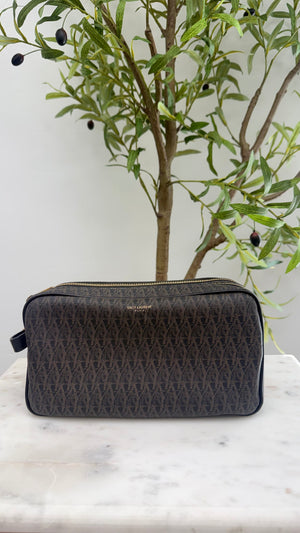 Saint Laurent Saint Laurent YSL Brown And Black Canvas Toiletry Bag