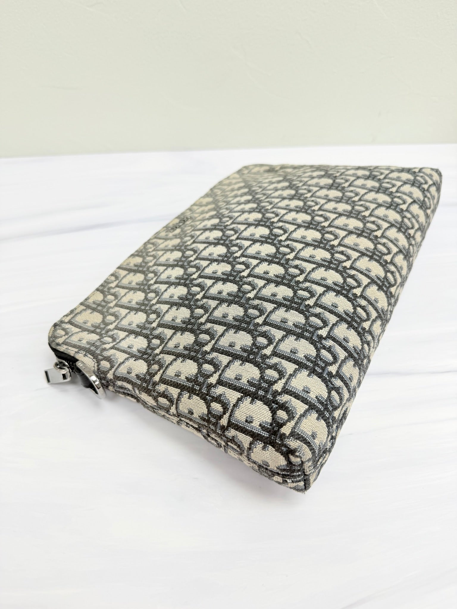 Christian Dior Jacquard Blue Canvas Toiletries Pouch