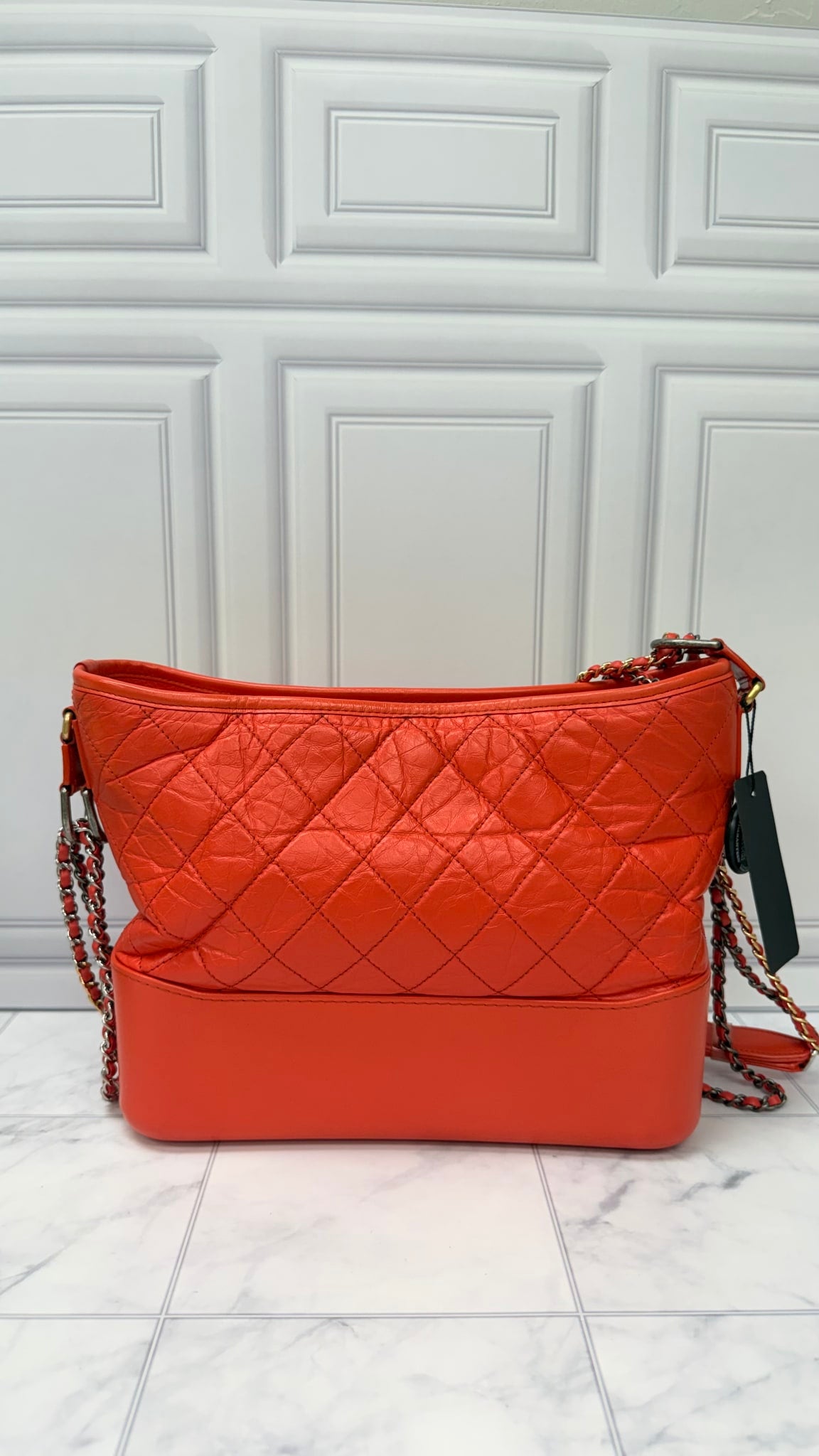 Chanel Orange Quilted Leather Gabrielle Medium Hobo Bag 