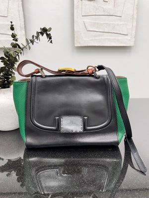 Fendi Green And Black Leather Crossbody Bag