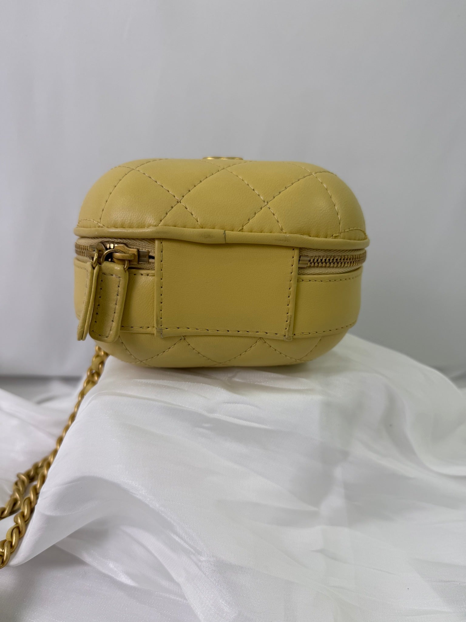 Chanel Light Yellow Calfskin Mini CC Bubble Vanity Case