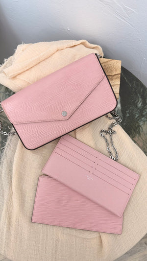 Louis Vuitton Pink Epi Leather Pochette Felicie Chain Crossbody Bag