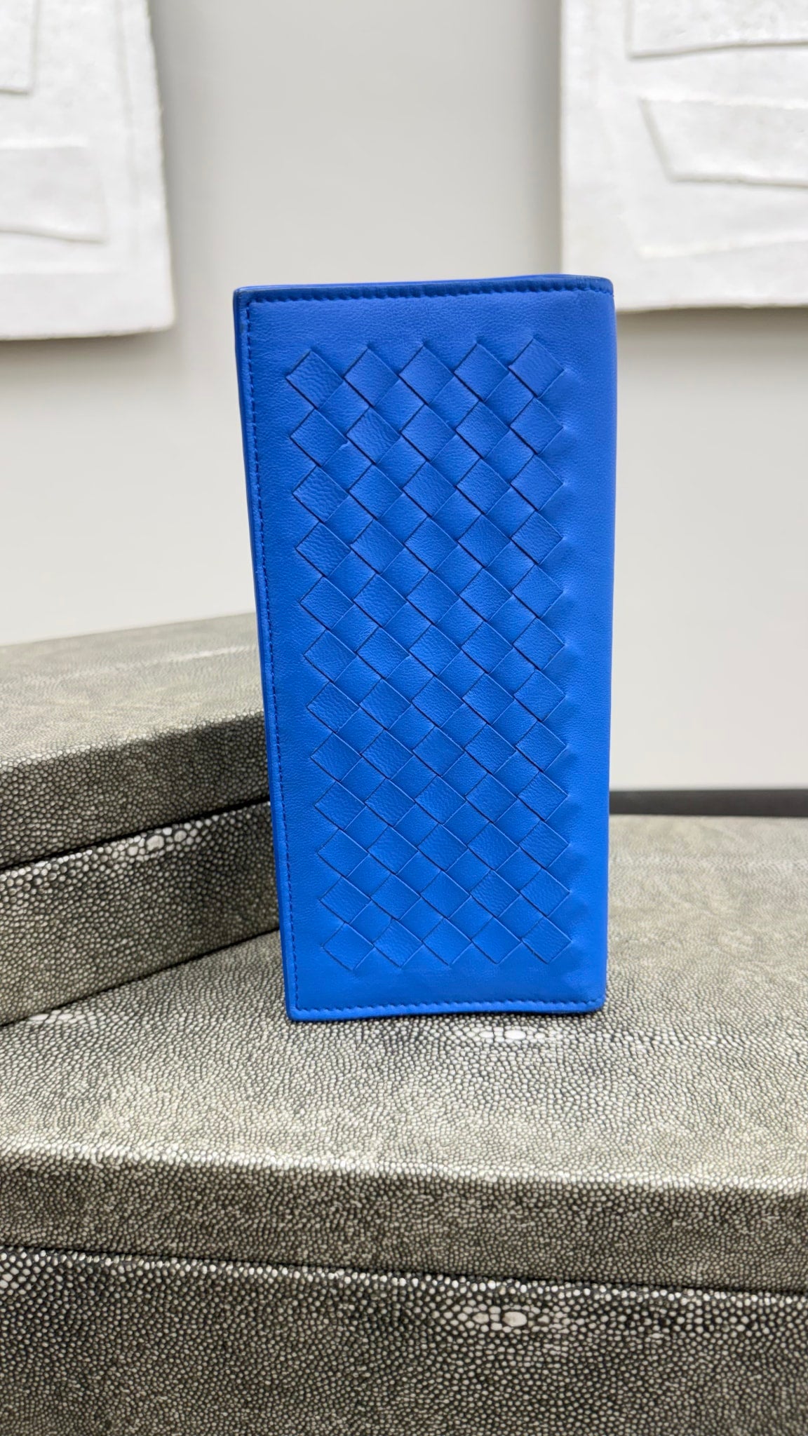 Bottega Veneta Blue Intrecciato Leather Long Wallet