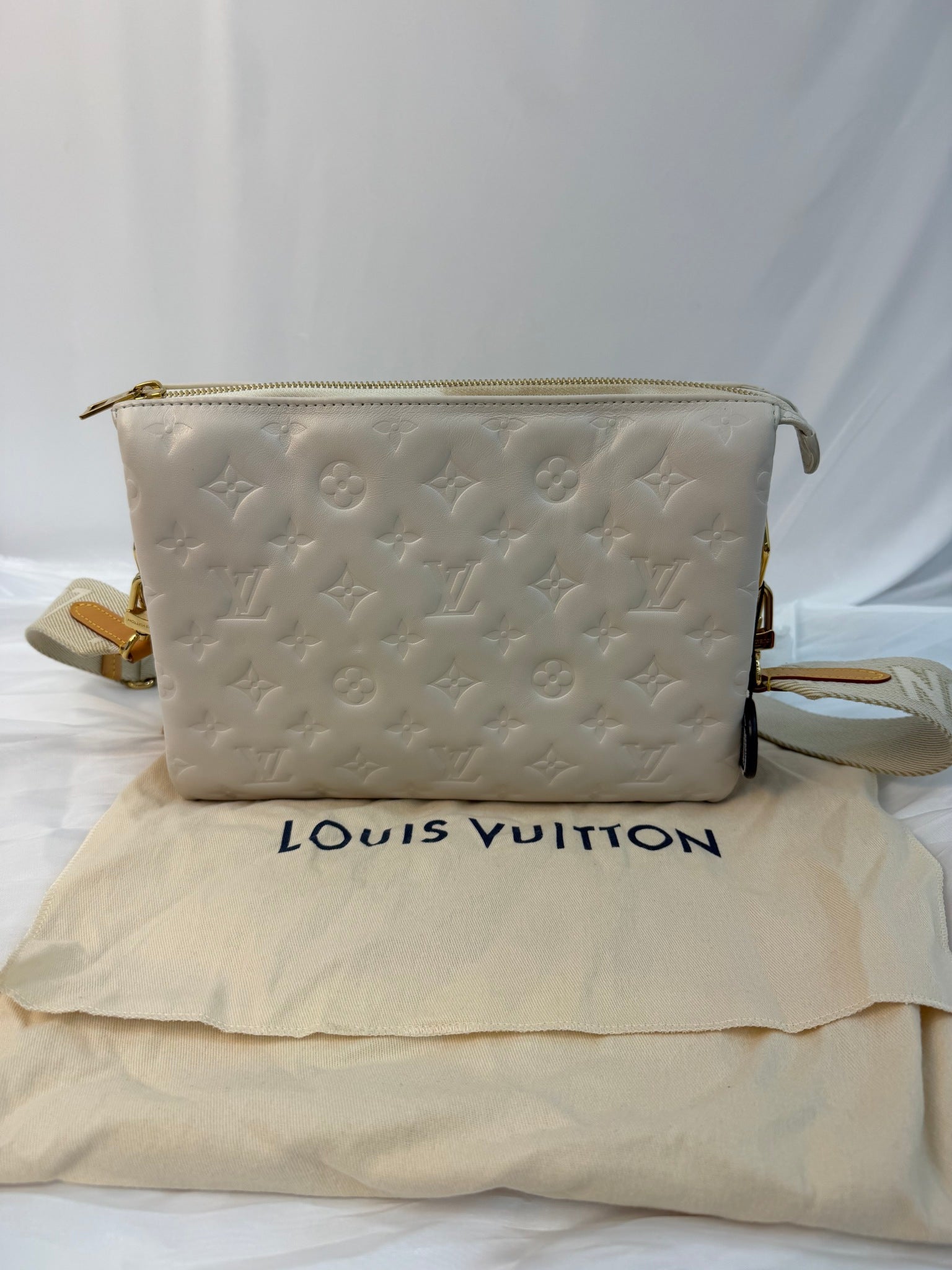 Louis Vuitton White Leather Coussin PM Bag