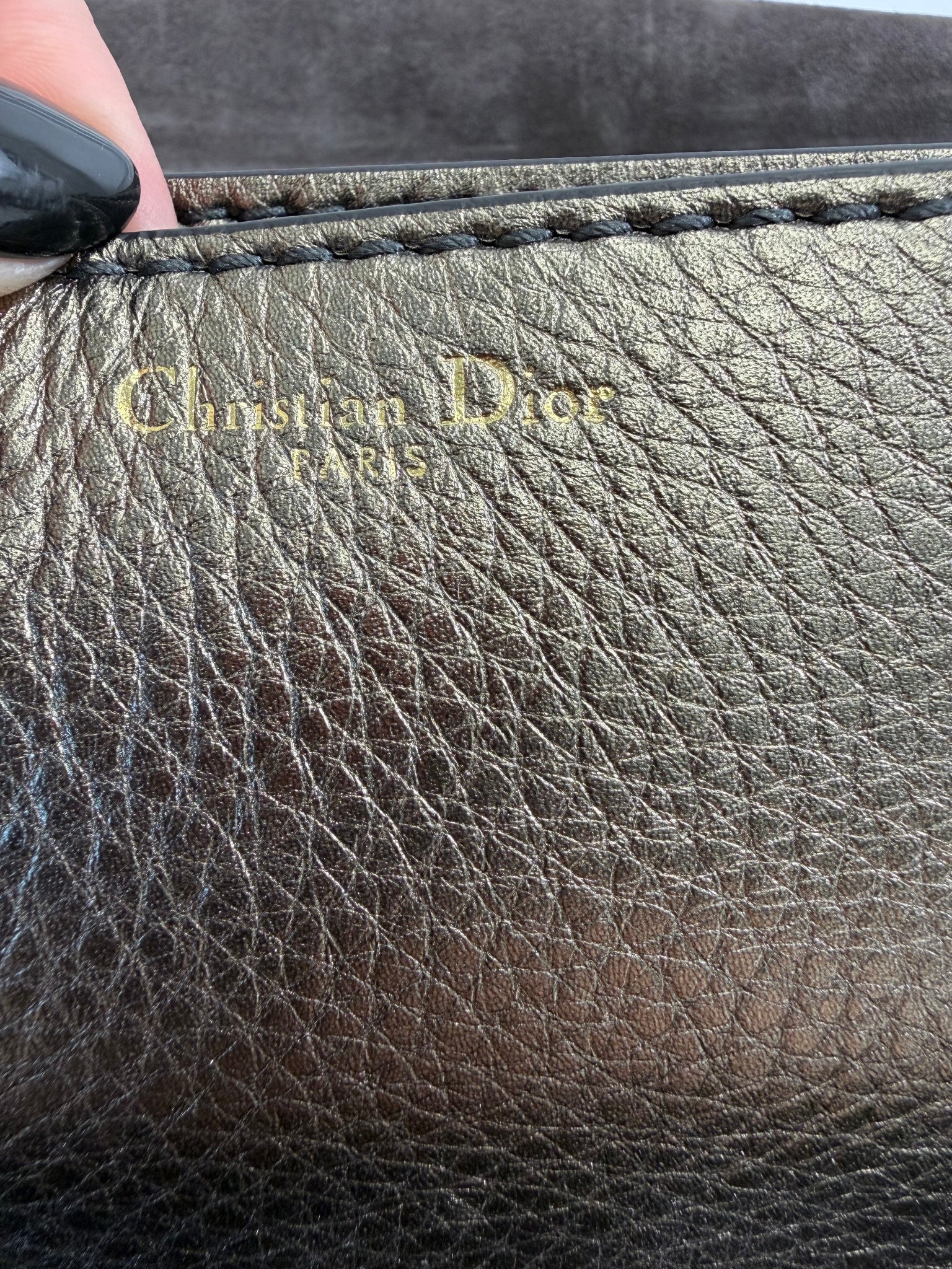 Christian Dior Metallic Bronze Grained Calfskin Crossbody
