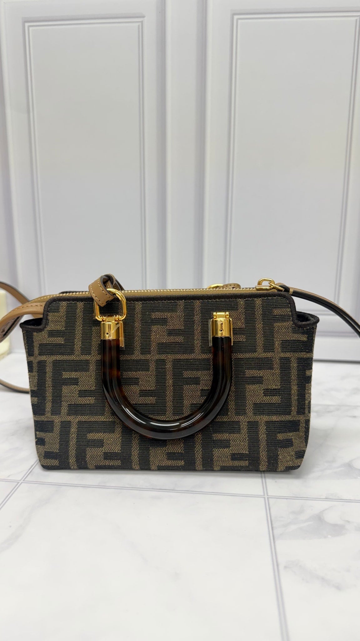 Fendi Brown Zucca Canvas Mini 2Way Bag 