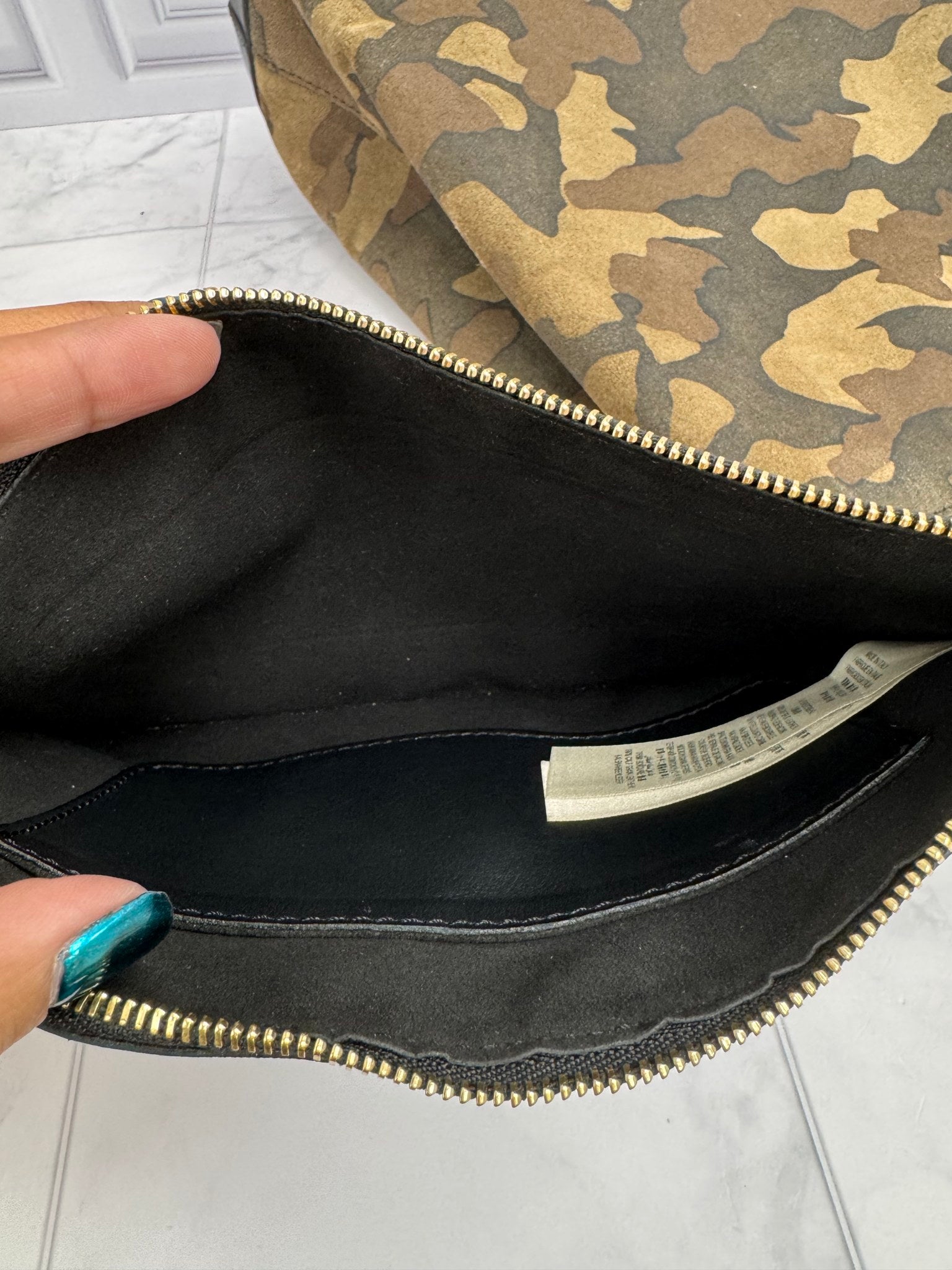 Burberry Brown Camoflauge Suede And Leather Bucket Bag