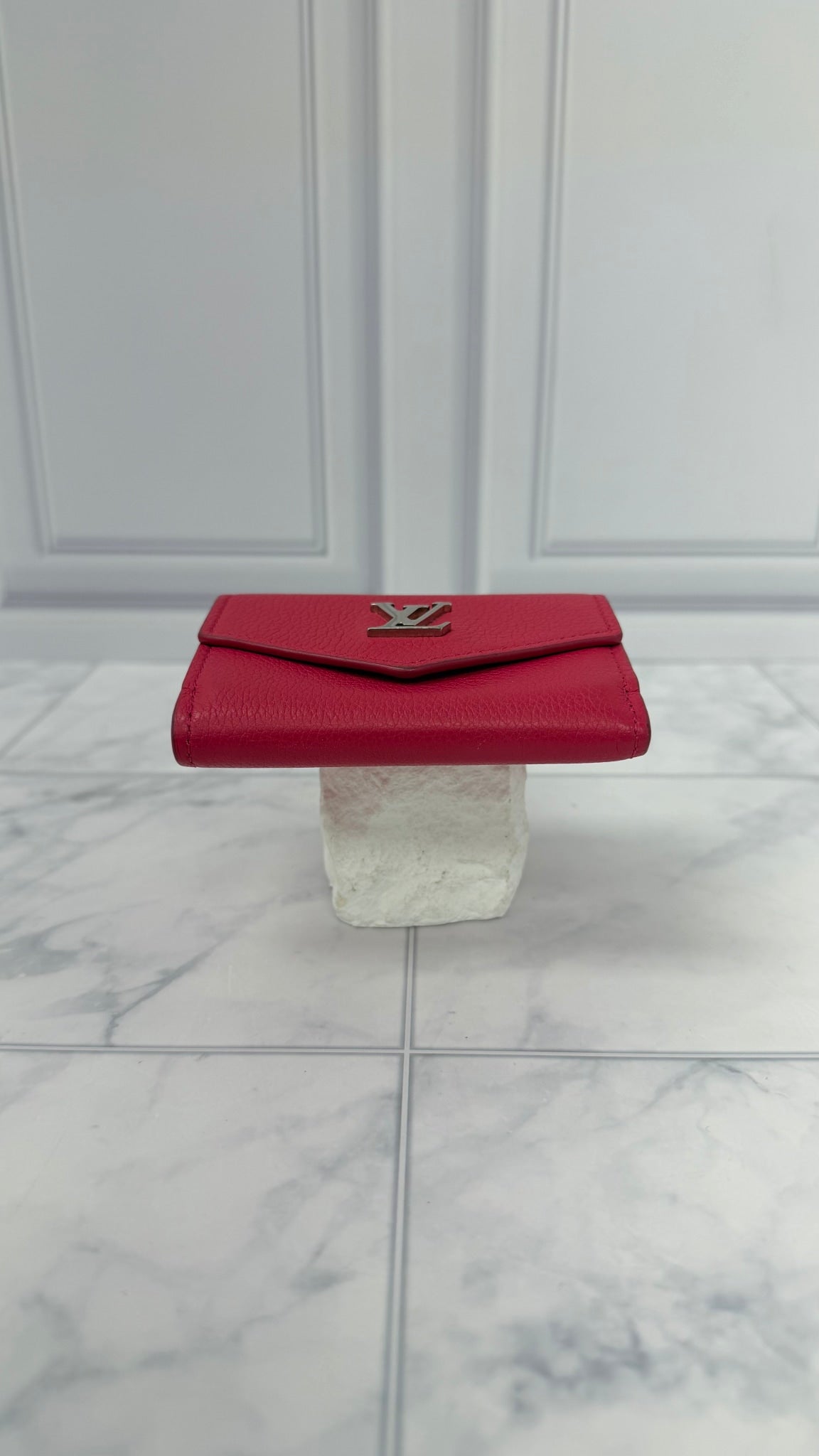 Louis Vuitton Hot Pink Calfskin Leather Lockmini Compact Trifold Wallet 