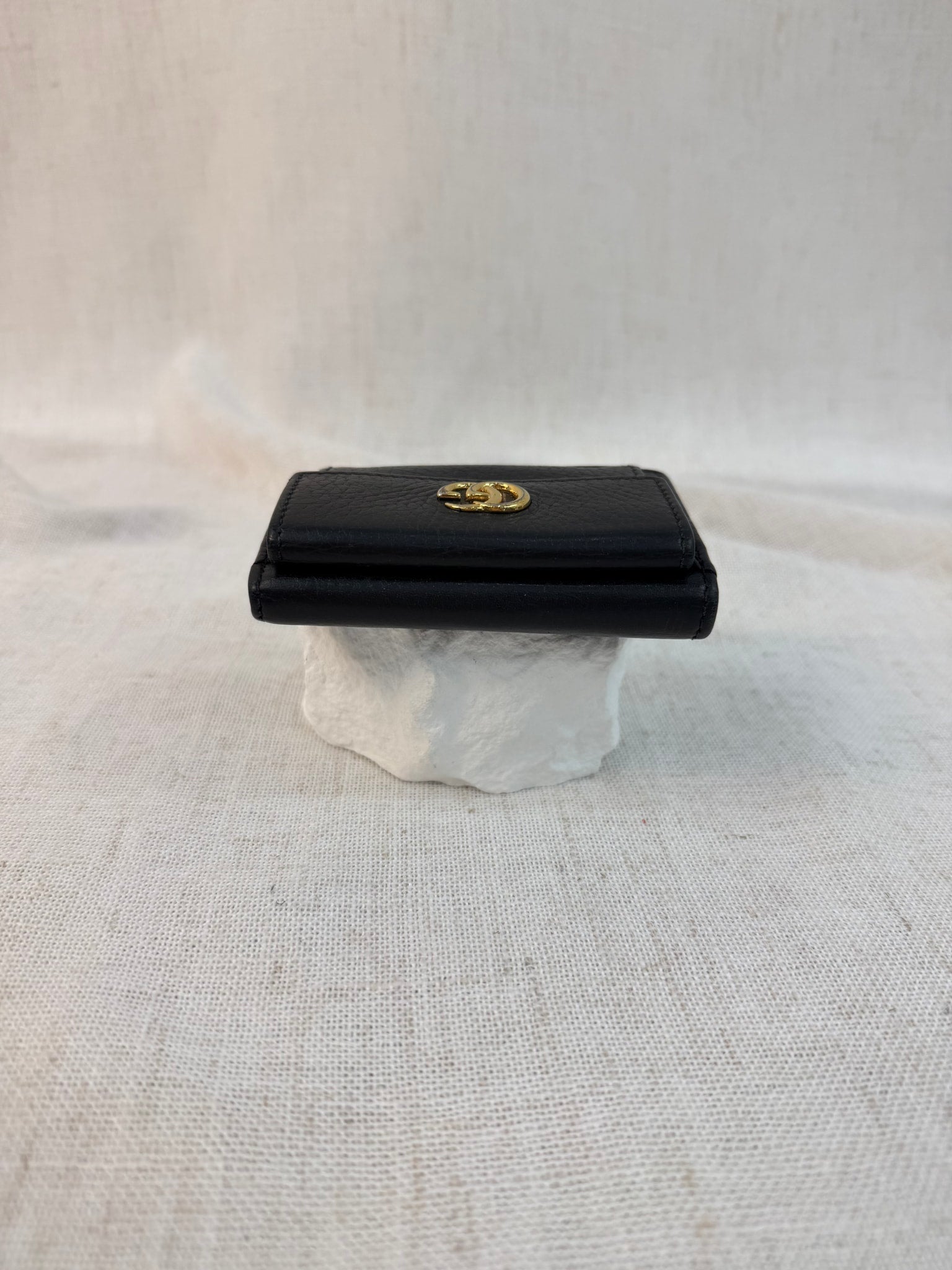 Gucci Black Leather Marmont Compact Trifold Wallet