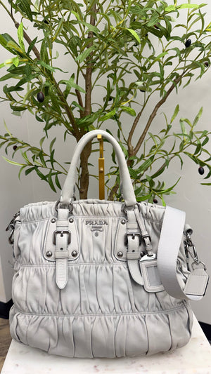 Prada Grey Nappa Leather Gaufre Bag