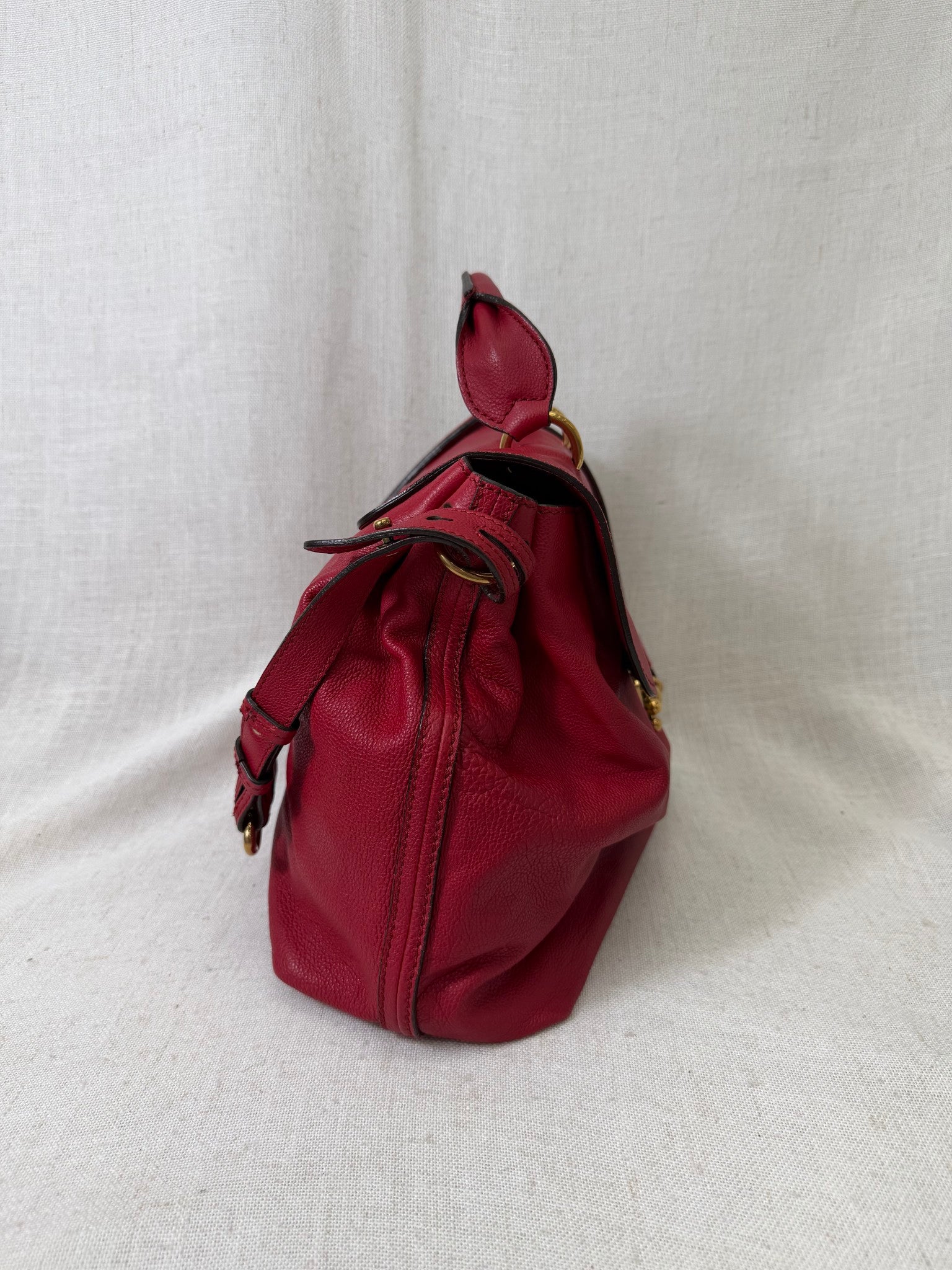 Chloe Red Grain Leather Elise 2Way Shoulder Bag 