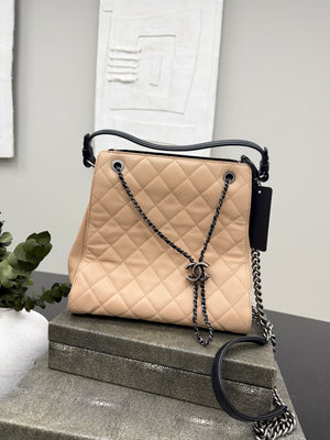 Chanel Beige Caviar Leather Bucket Bag
