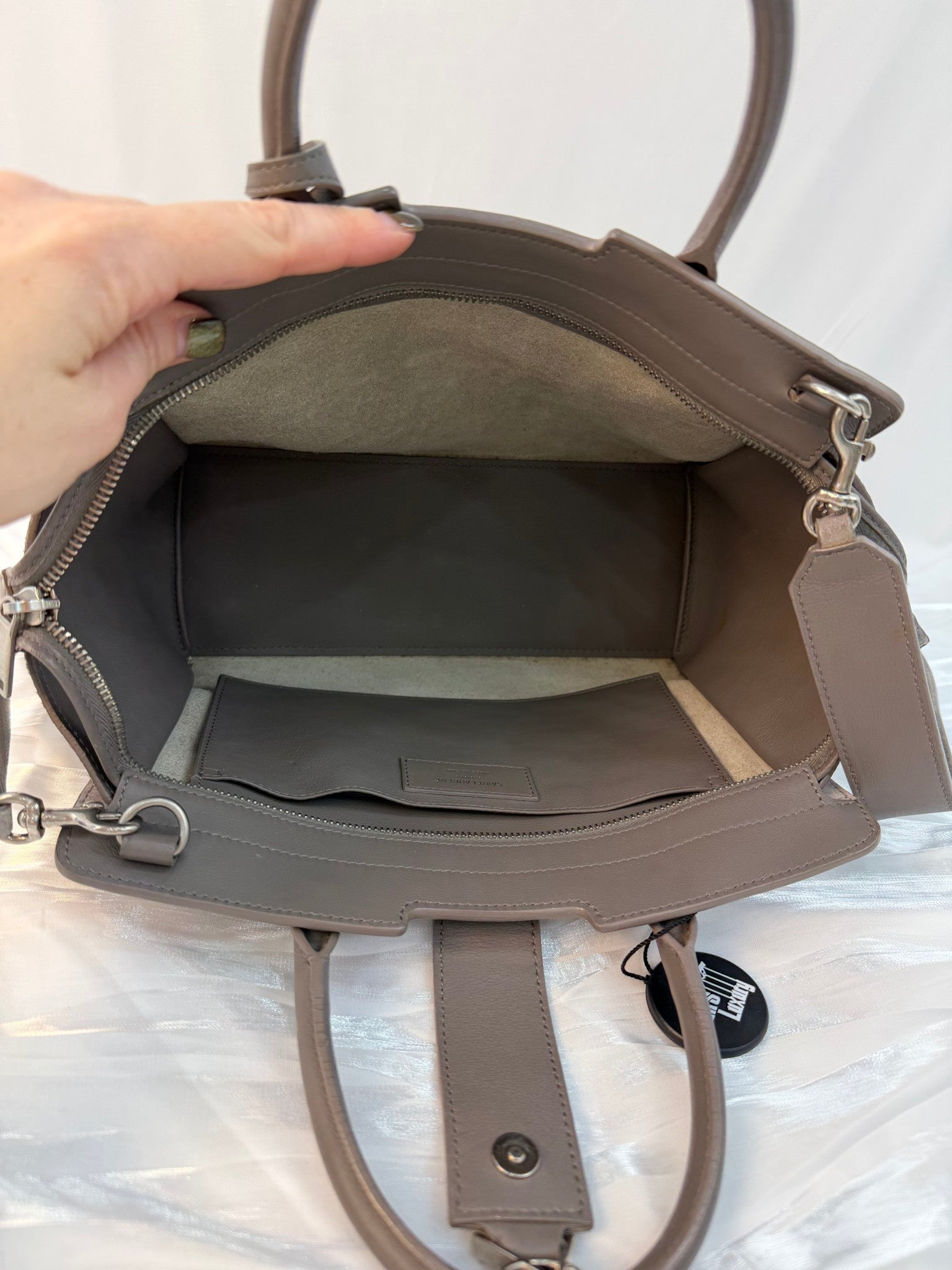 YSL Saint Laurent Gray Leather Downtown Cabas Handbag