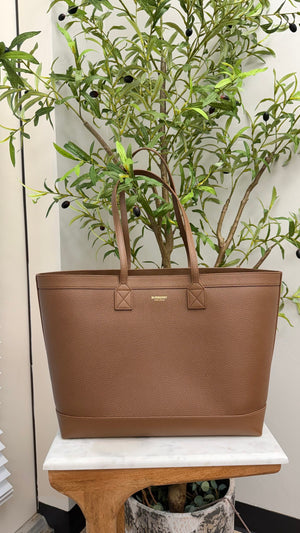 Burberry Brown Pebbled Leather London Shoulder Tote