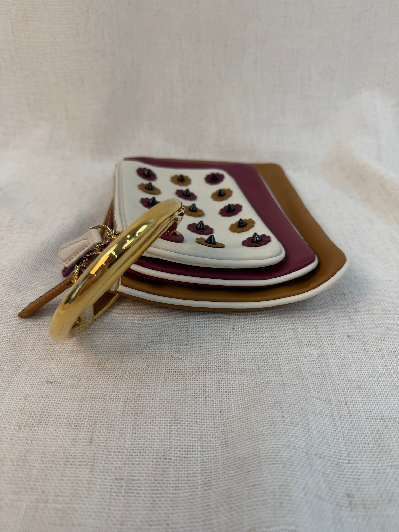 Fendi Multicolor Leather Triplette Pouch Clutch