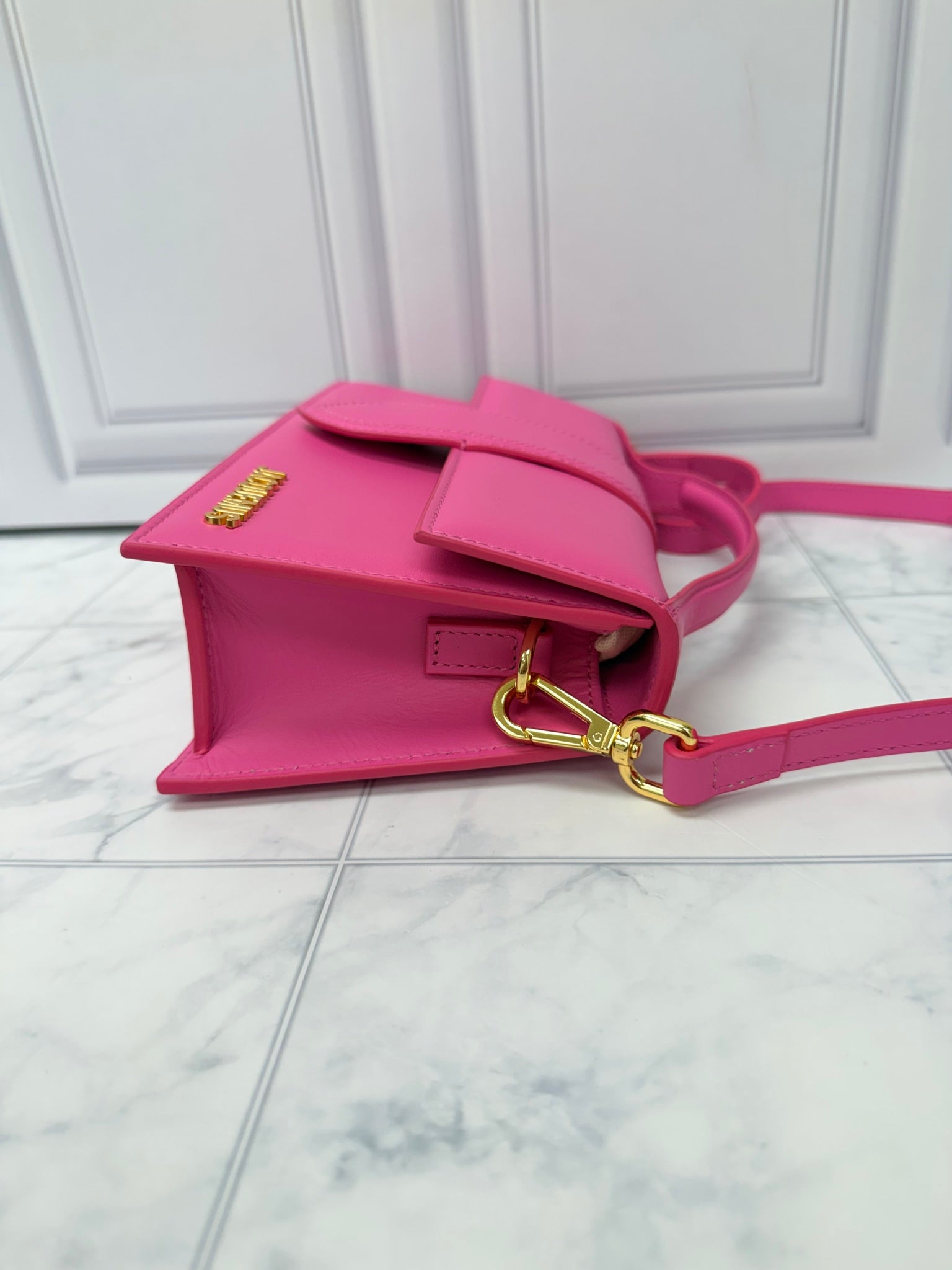 LIKE NEW - Jacquemus Hot Pink Leather Le Grand Bambino Handbag 2Way Handbag 