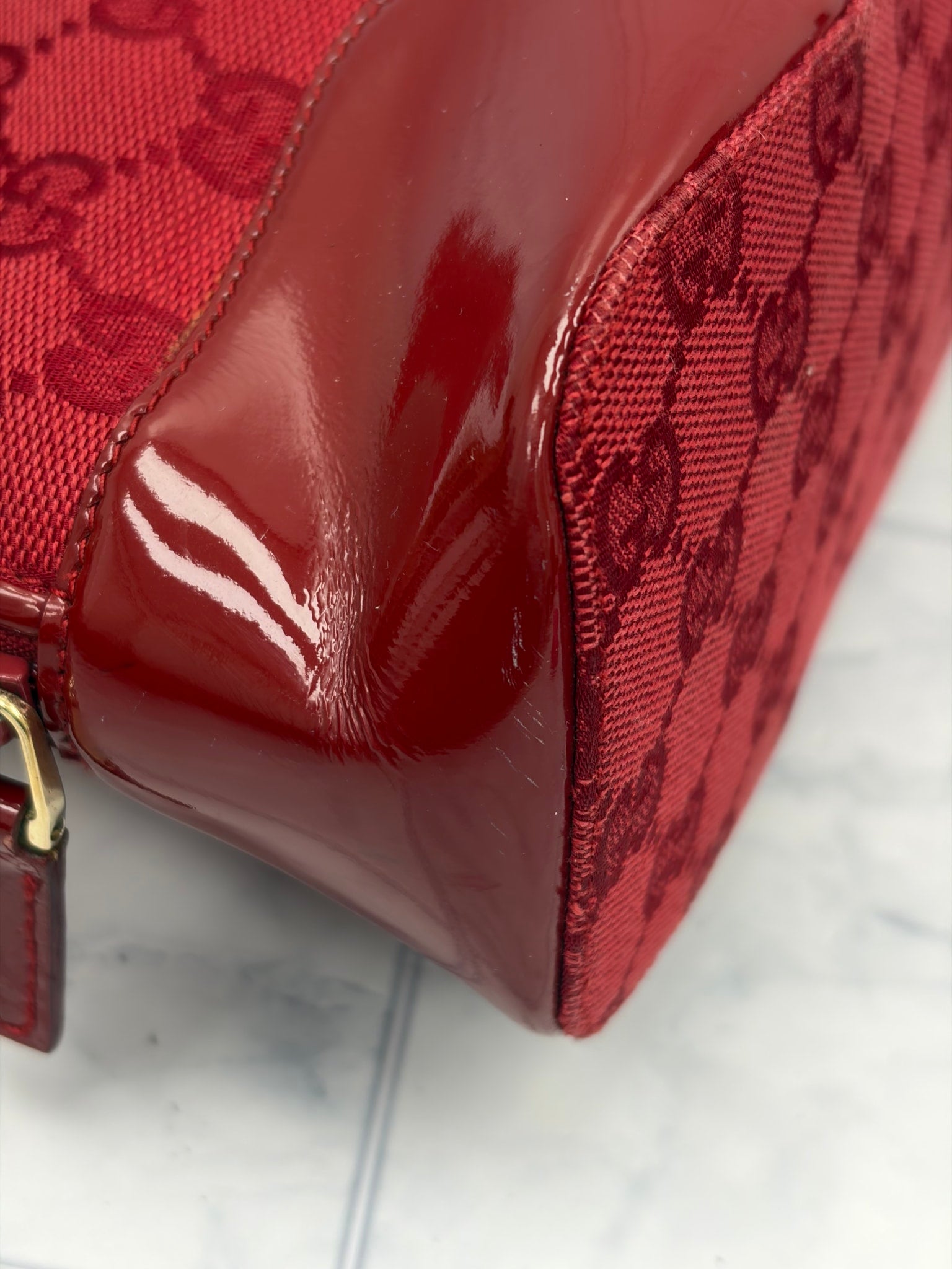  Gucci Red GG Canvas Tote Bag