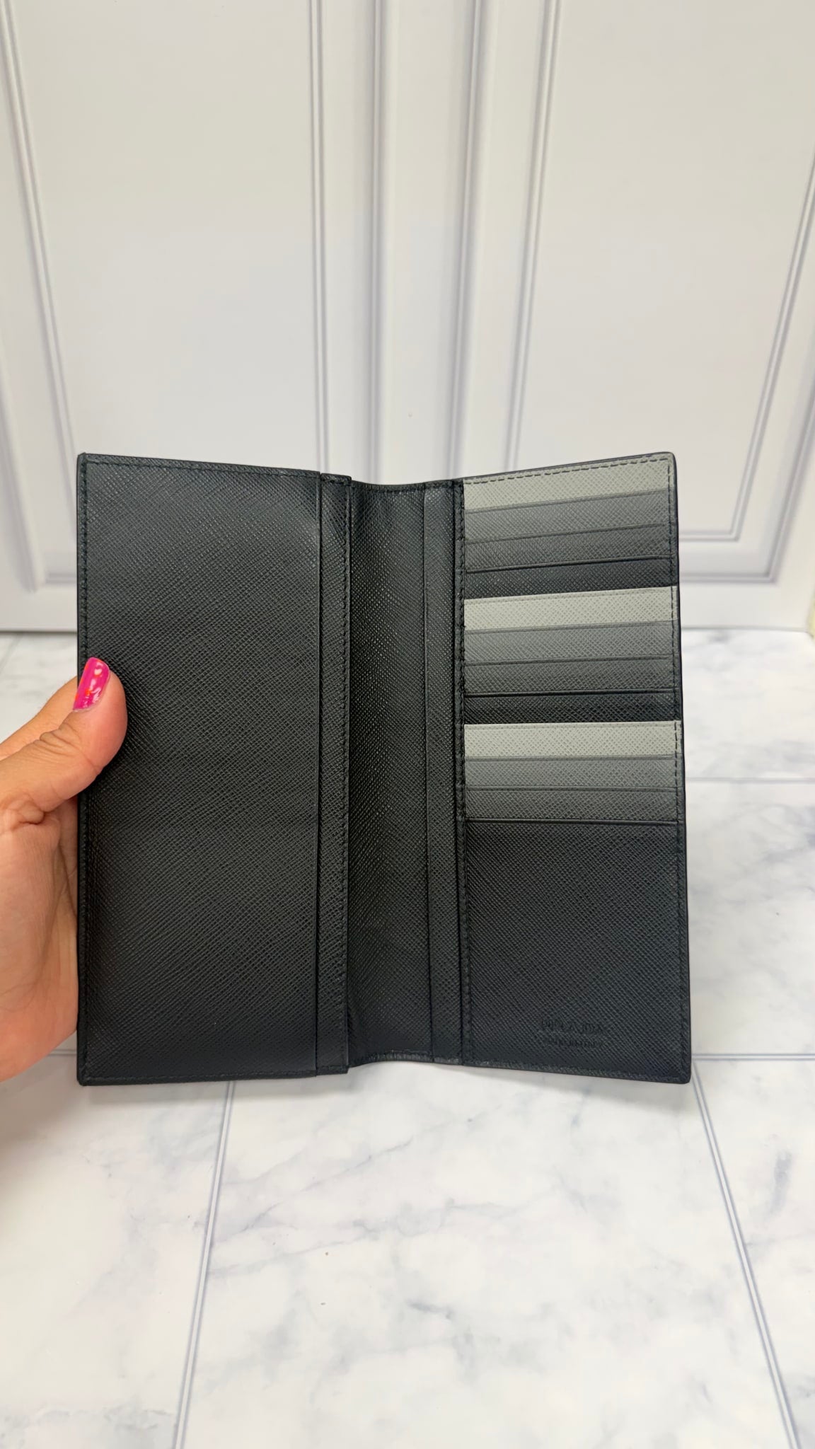 Prada Black Saffiano Leather Long Wallet