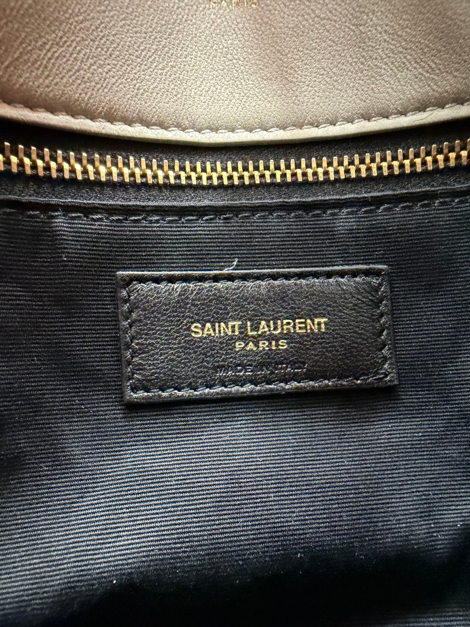 Saint Laurent YSL Beige Lambskin Quilted Toy Loulou Puffer Chain Satchel