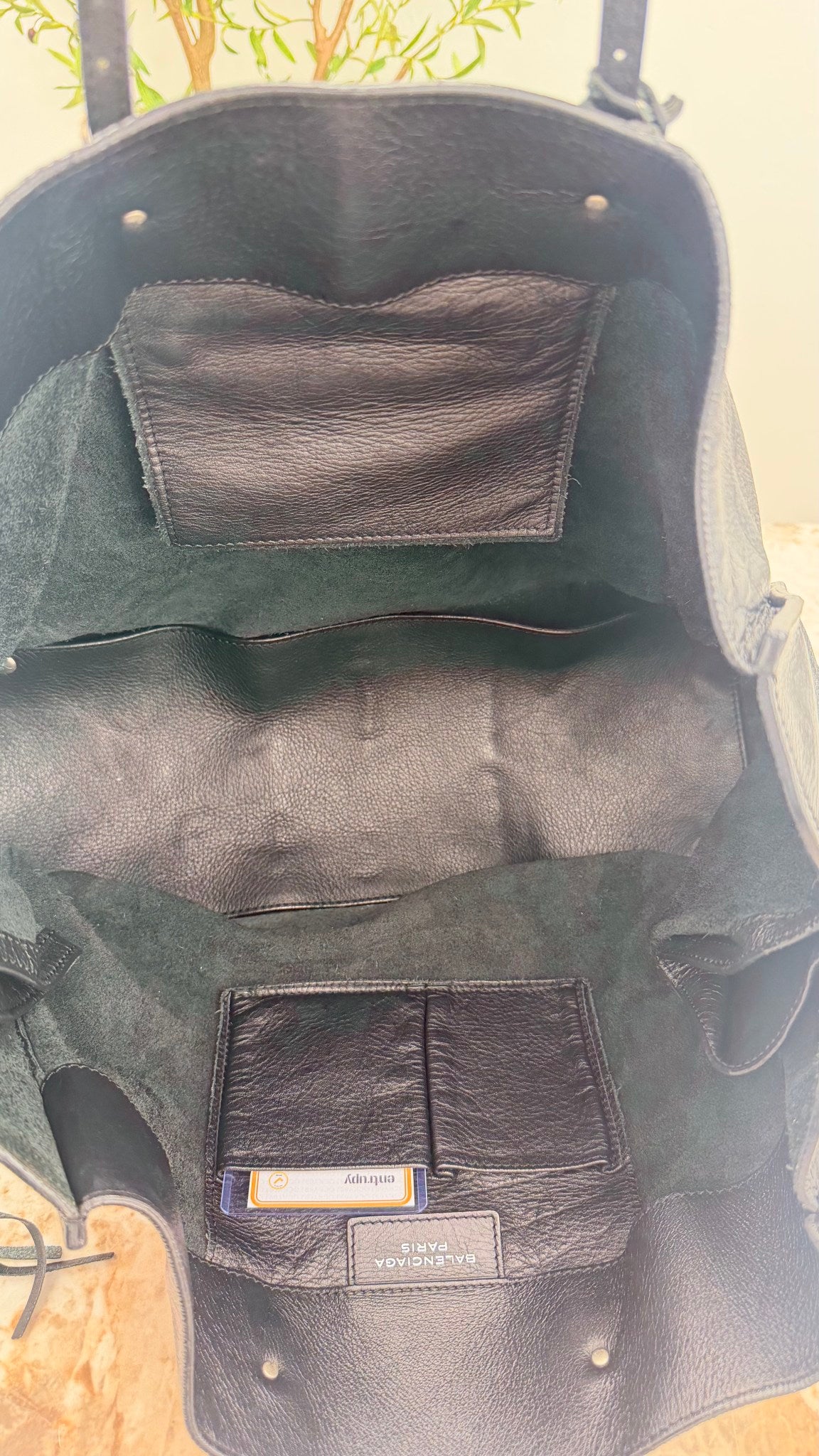 Balenciaga Black Leather Papier Tote Bag 