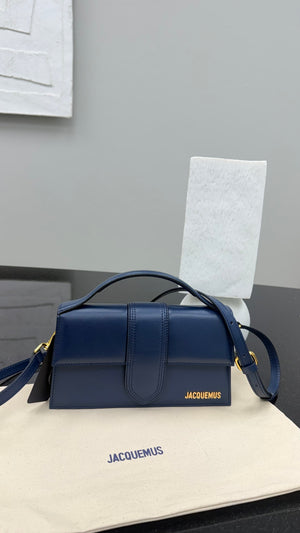 BRAND NEW - Jacquemus Navy Blue Leather Le Grand Bambino Handbag 2Way Handbag