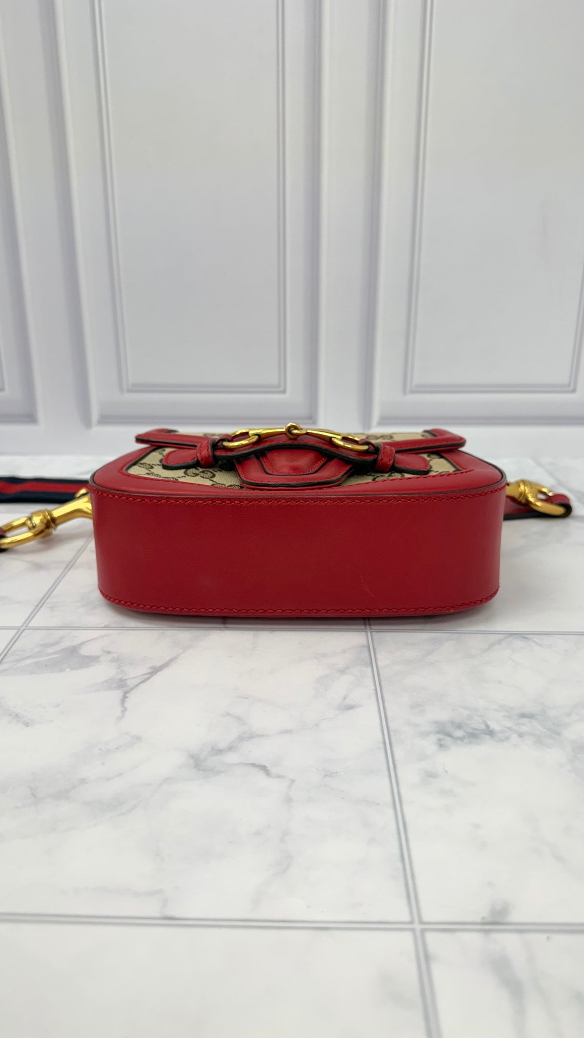 Gucci Red And Brown GG Canvas Lady Web Small Shoulder Bag