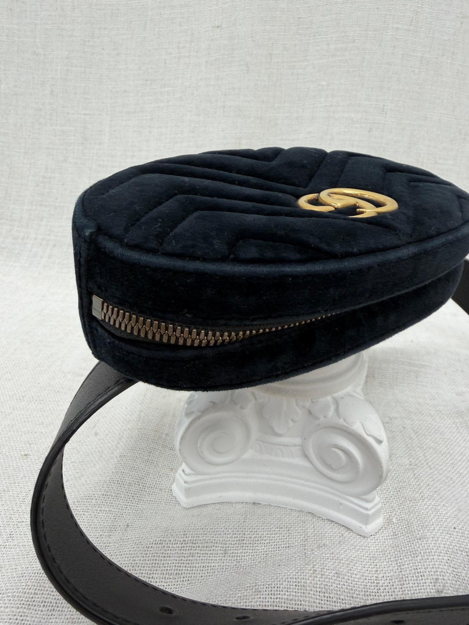 Gucci Black Velvet Marmont Belt Bag Size 75