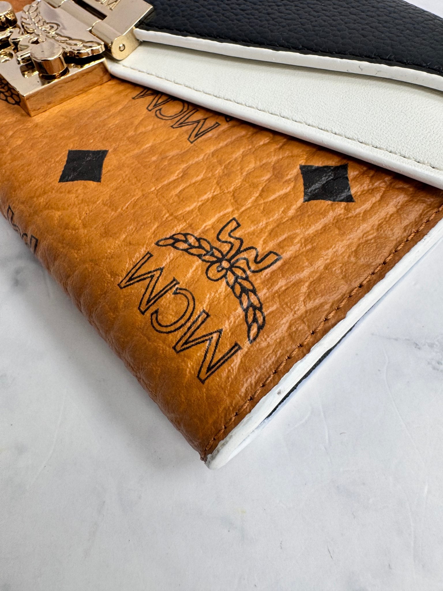 MCM Tricolor Grained Leather Wallet On A Chain