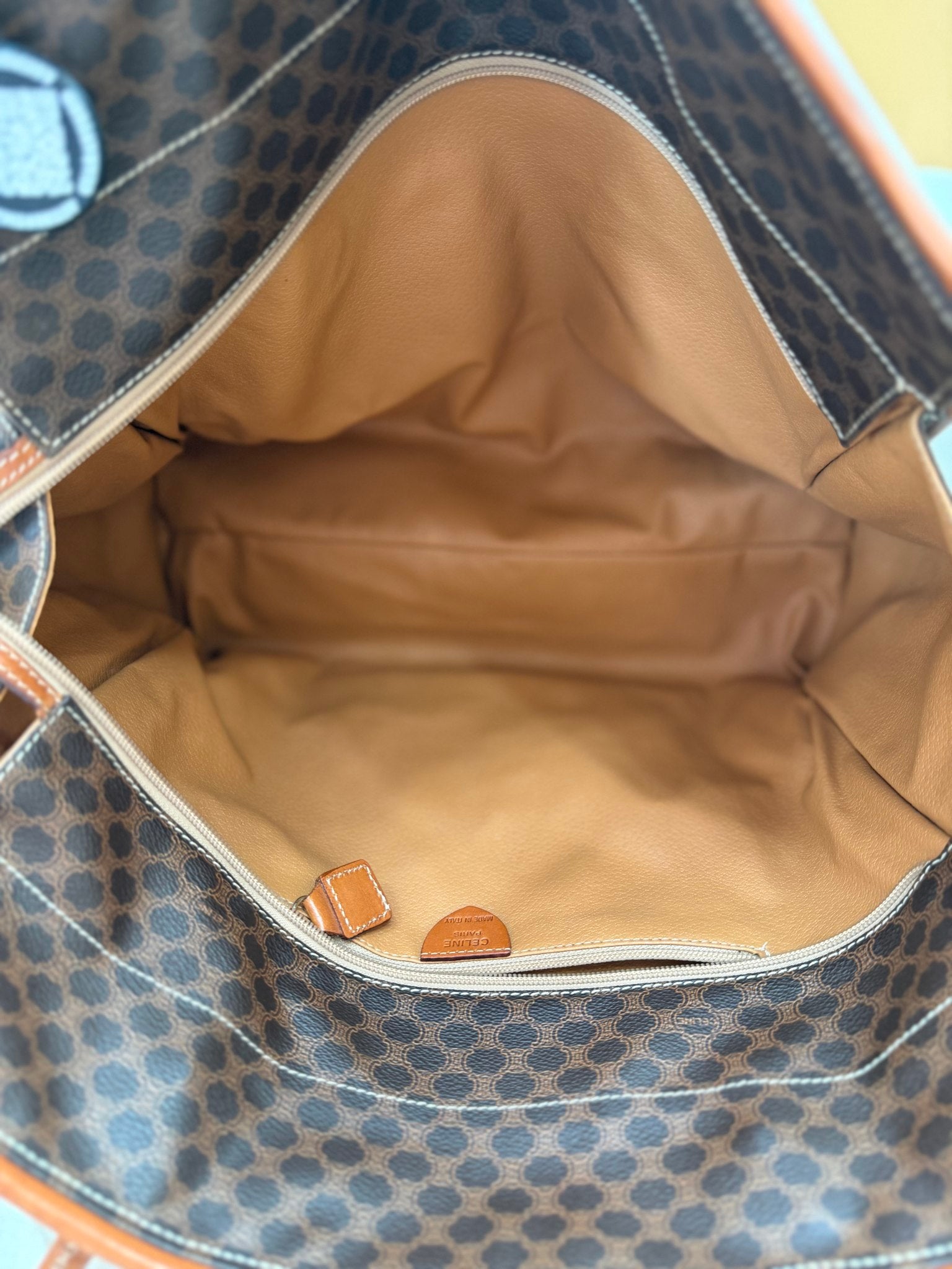 Celine Brown Coated Canvas Macadam Large Tote Bag