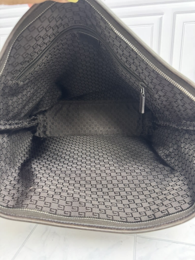 Gucci Khaki Canvas And Leather Large Tote Bag