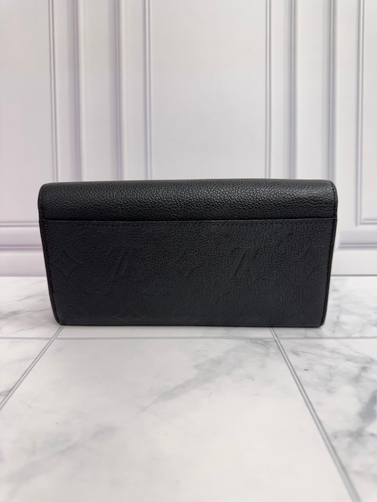 Louis Vuitton Black Monogram Empreinte Sarah Long Wallet